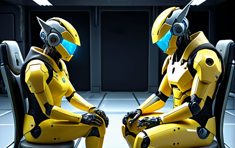 **Prompt:** A Miniforce hero, possibly Volt, in a moment of quiet introspection or vulnerability, sitting amidst futuristic training equipment or a battle-worn environment. Another teammate offers a comforting hand or stands in supportive silence. The scene emphasizes their inner struggles and emotional depth, showing resilience and growth beyond just physical strength. The lighting is soft and reflective, highlighting their detailed robotic-animal suits. High-quality 3D animation, expressive faces, poignant atmosphere.