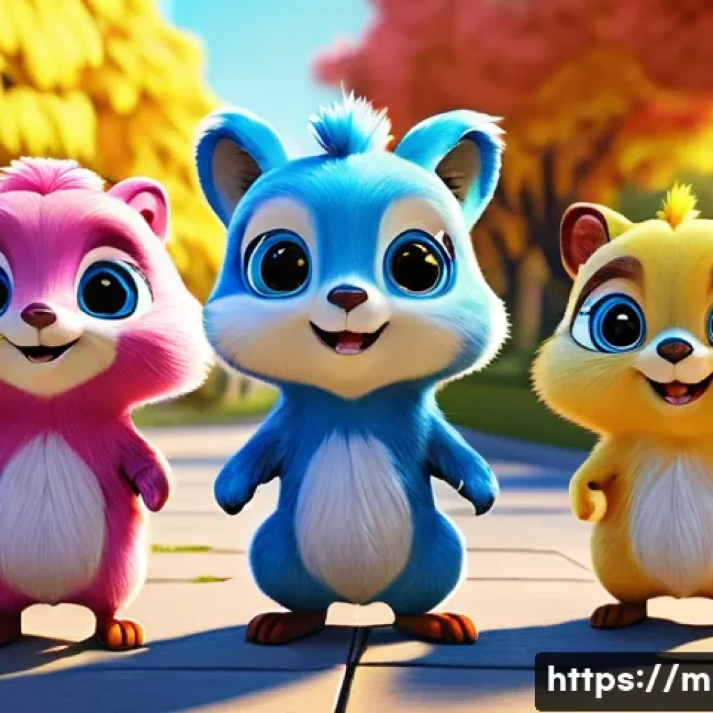 미니특공대 해외판 제목과 차이점 - **Miniforce Animal Team's Playful Patrol:**
A vibrant, high-quality 3D animation style image dep...